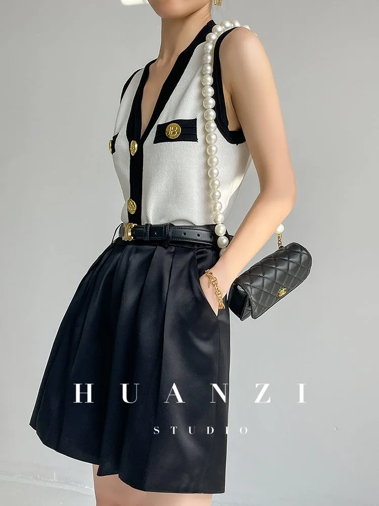 Huanzi V-neck knitted summer sleeveless outer top - lkop