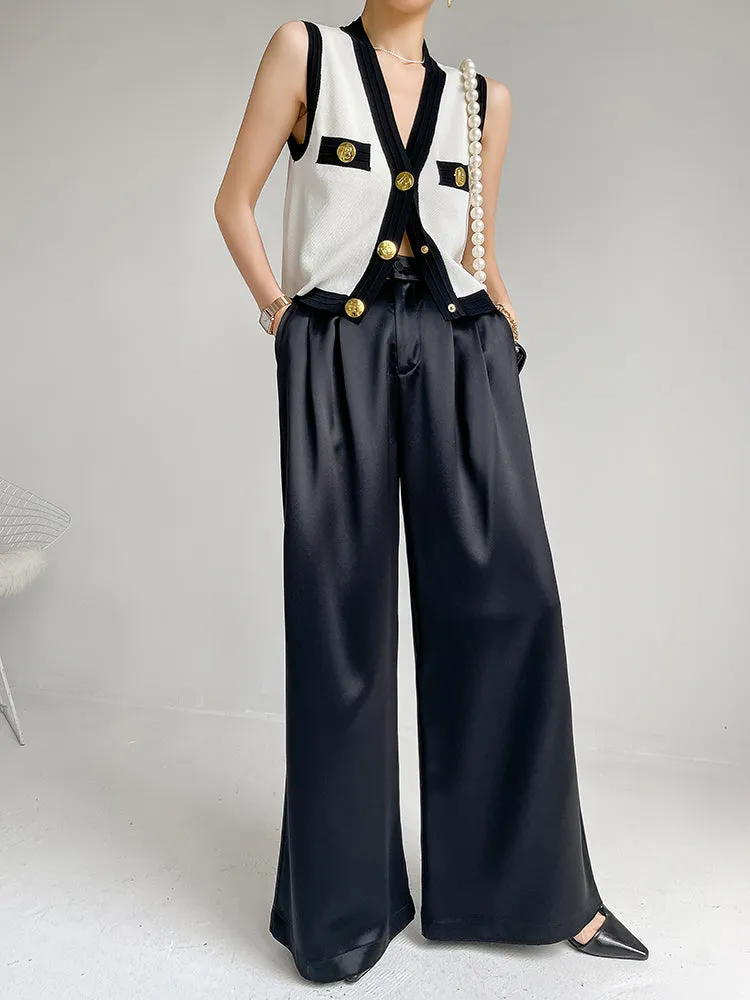 Huanzi V-neck knitted summer sleeveless outer top - lkop