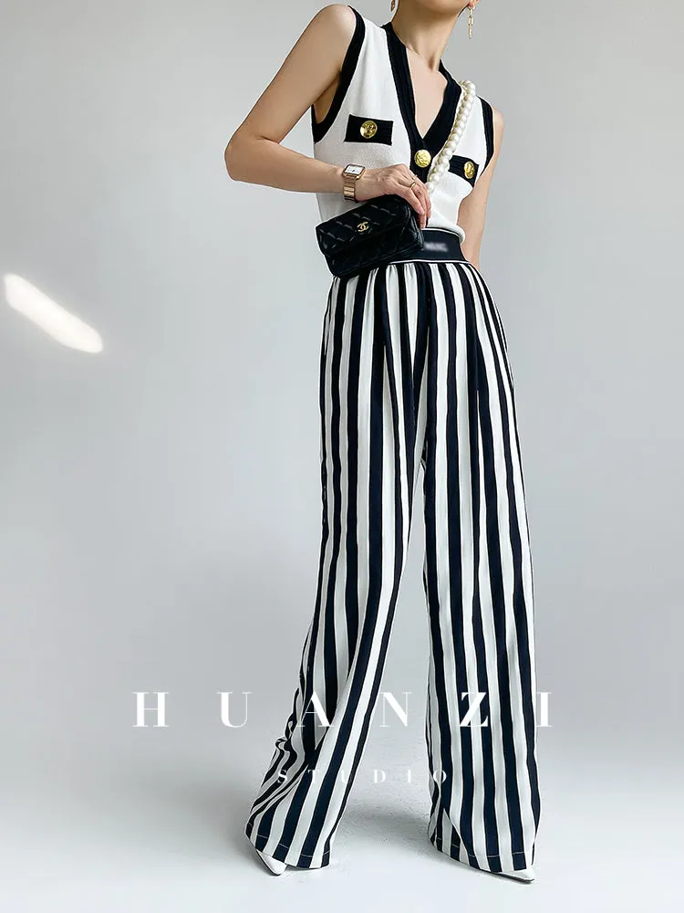 Huanzi V-neck knitted summer sleeveless outer top - lkop