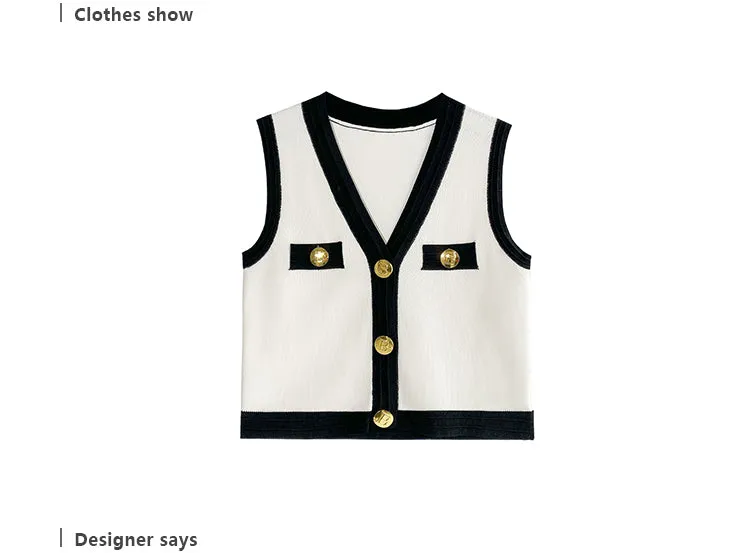 Huanzi V-neck knitted summer sleeveless outer top - lkop