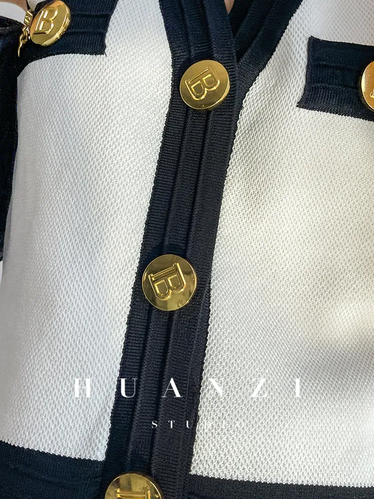 Huanzi V-neck knitted summer sleeveless outer top - lkop