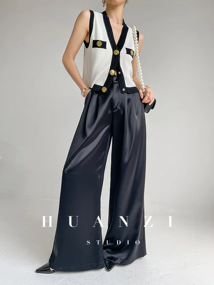 Huanzi V-neck knitted summer sleeveless outer top - lkop