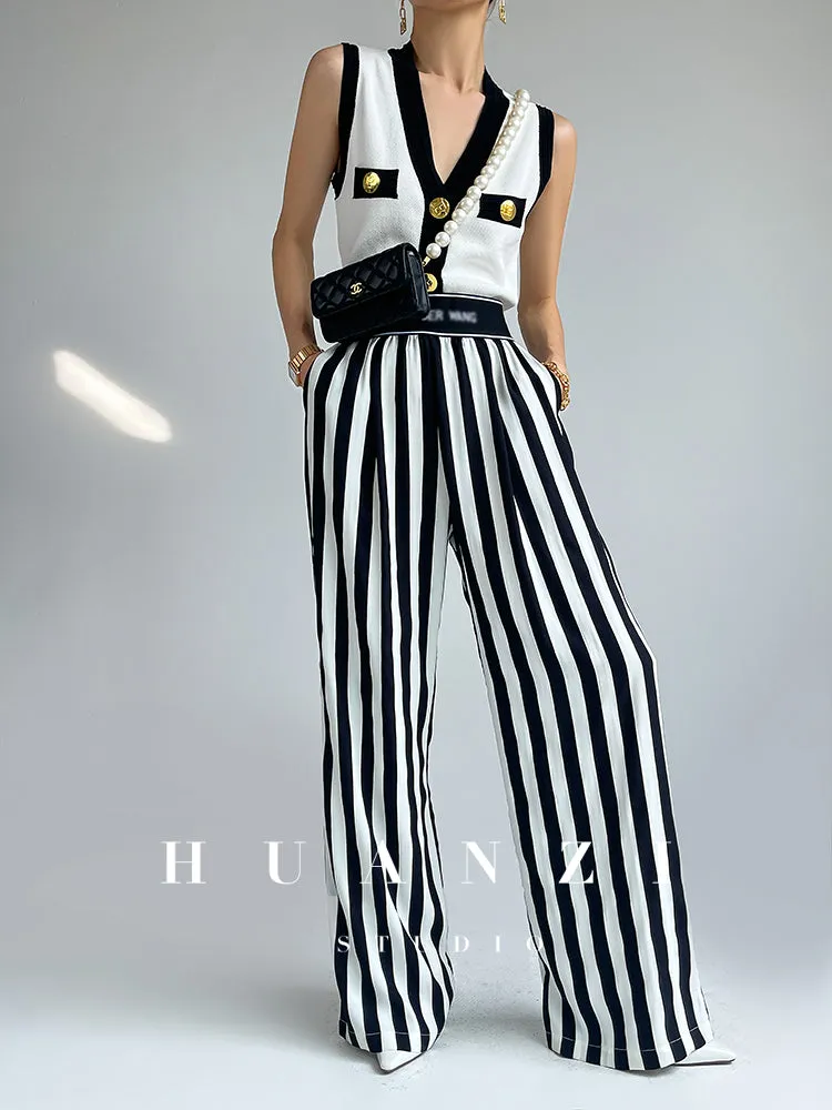 Huanzi V-neck knitted summer sleeveless outer top - lkop