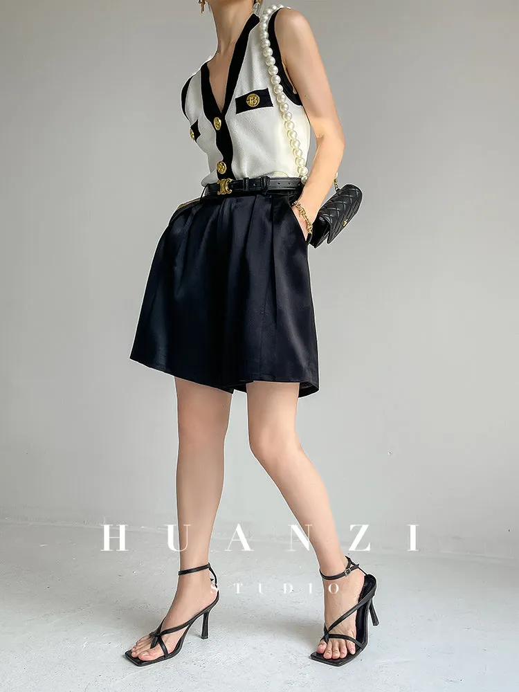 Huanzi V-neck knitted summer sleeveless outer top - lkop