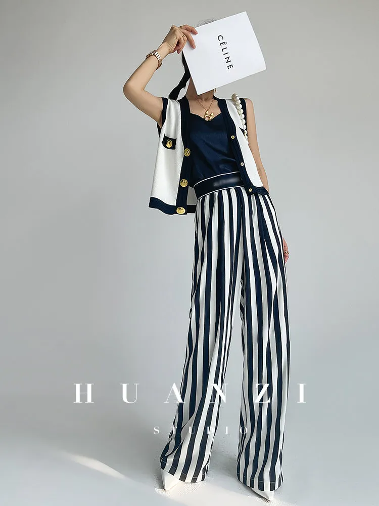 Huanzi V-neck knitted summer sleeveless outer top - lkop