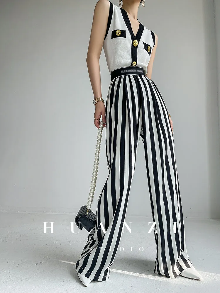 Huanzi V-neck knitted summer sleeveless outer top - lkop