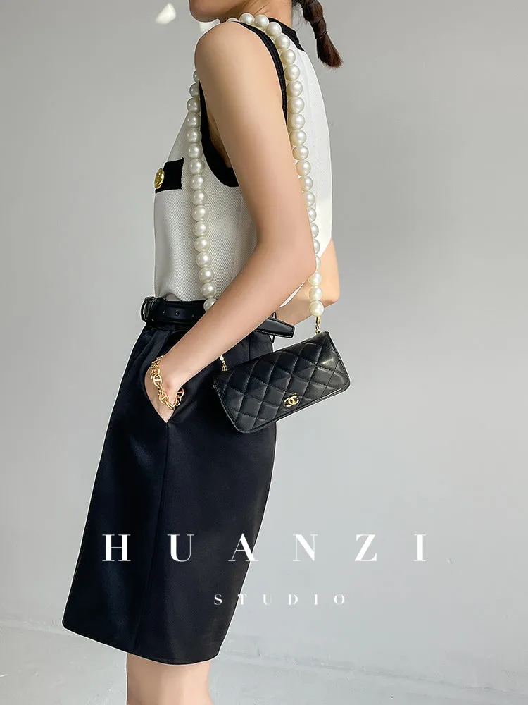 Huanzi V-neck knitted summer sleeveless outer top - lkop