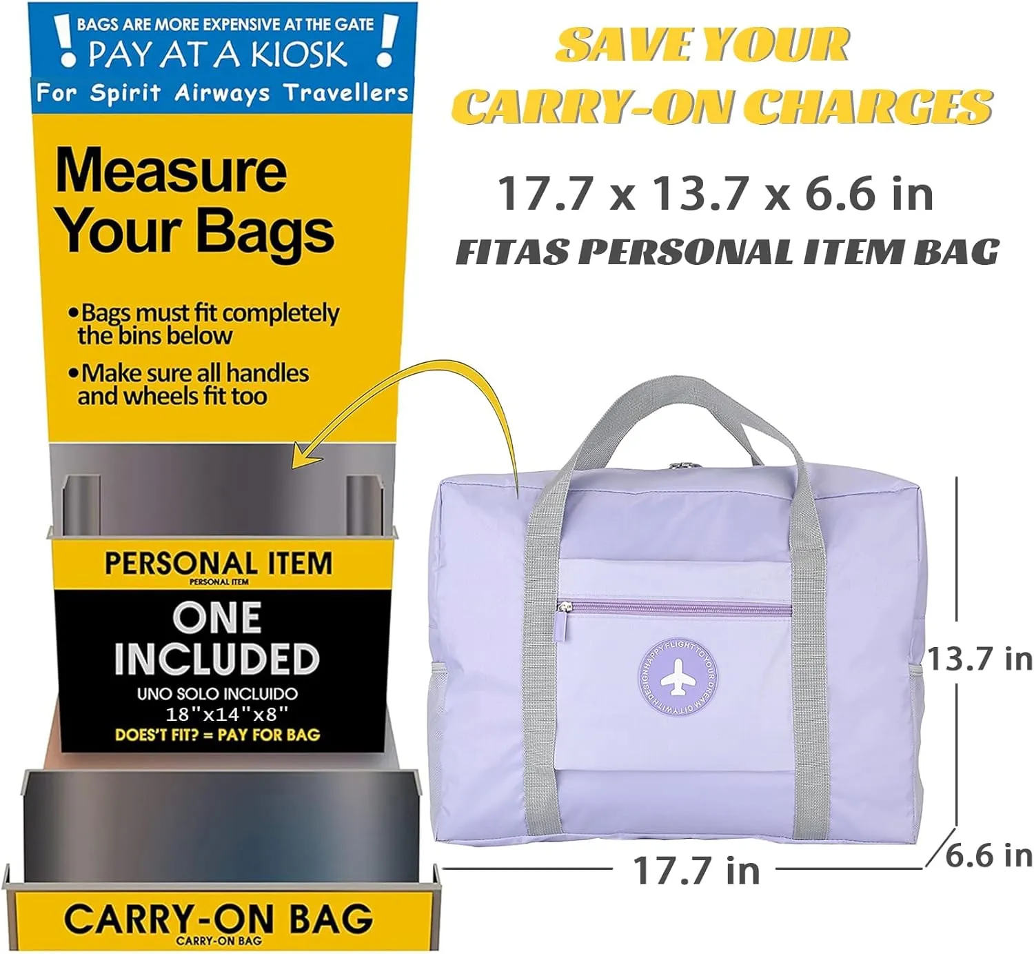 INVODA Travel Bag Foldable Duffle Bag Spirit Airlines Personal Item Bags for Women Men Lightweight Short Trip Carry On Sports Gym Tote Weekender Overnight Bag (1002 Blue)
