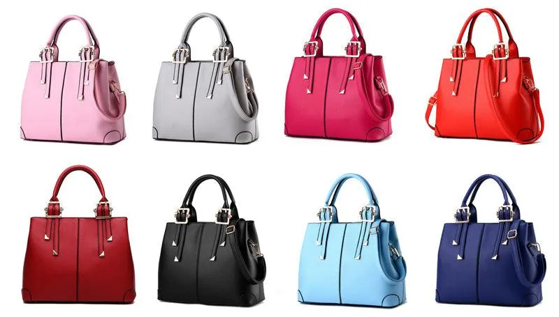 Kattee Style Genuine Leather Tote Bag Navyblue