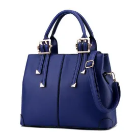 Kattee Style Genuine Leather Tote Bag Navyblue