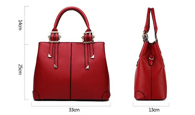 Kattee Style Genuine Leather Tote Bag Navyblue
