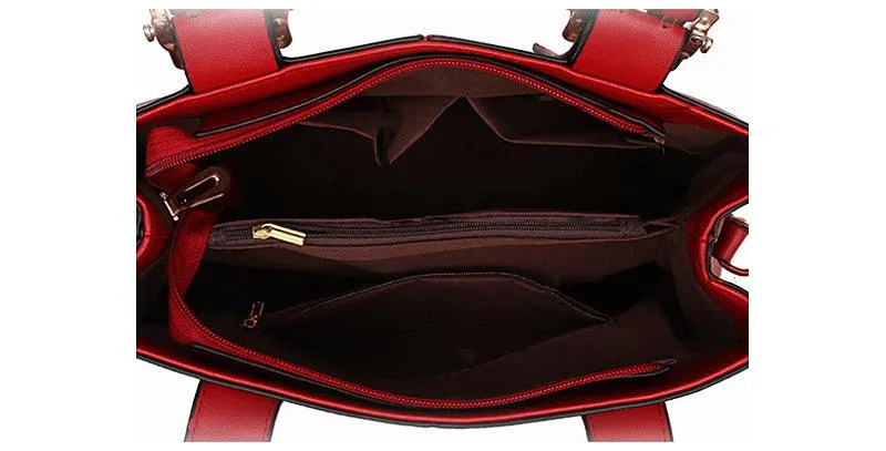 Kattee Style Genuine Leather Tote Bag Navyblue