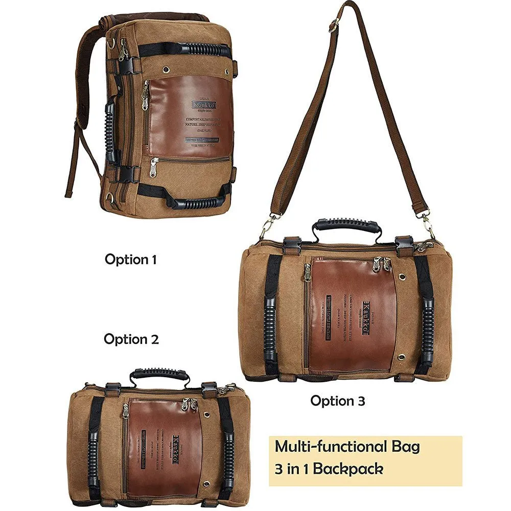 KAUKKO Outdoor Travel Men Backpack, Hiking Camping Canvas Rucksack