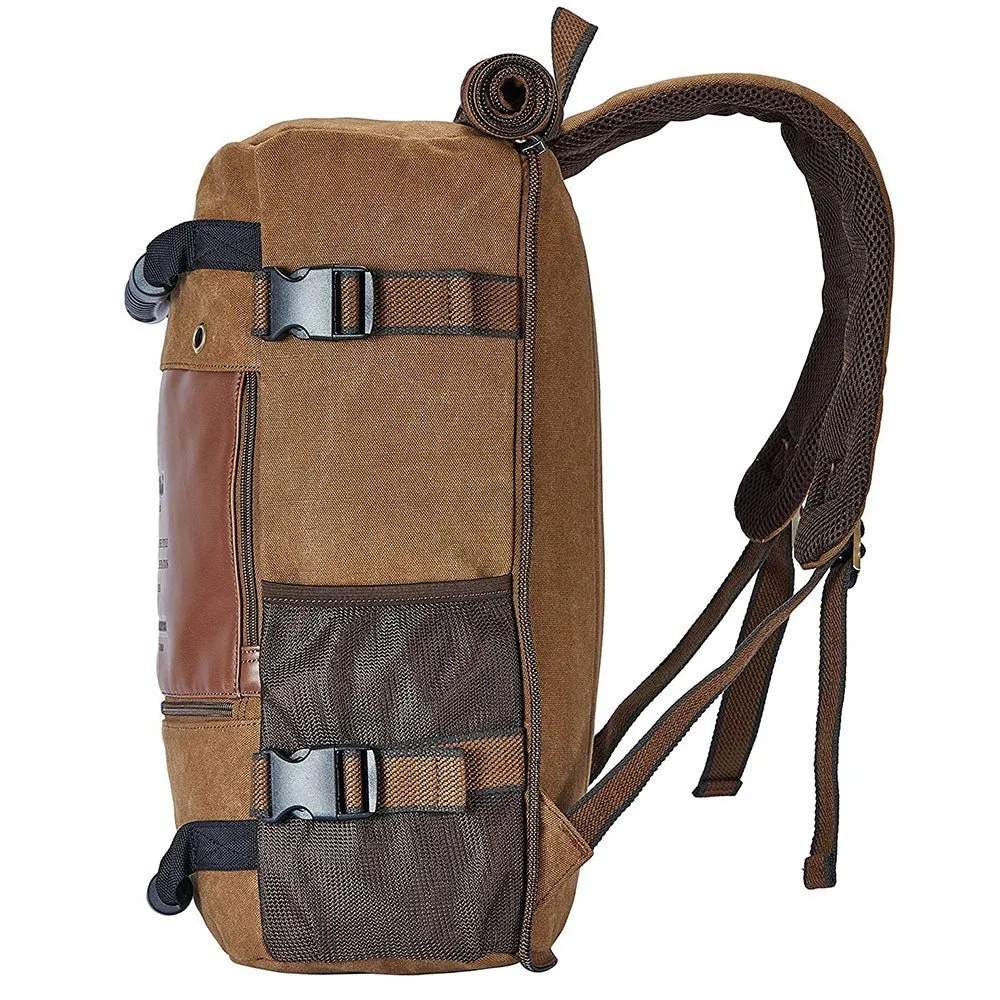 KAUKKO Outdoor Travel Men Backpack, Hiking Camping Canvas Rucksack