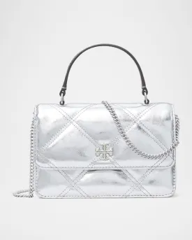 Kira Mini Quilted Metallic Leather Top-Handle Bag