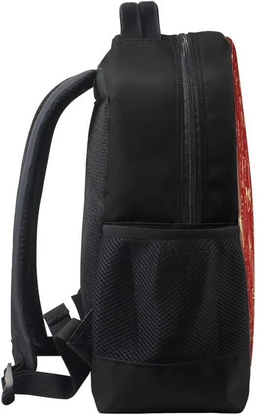 Kuizee Classic Backpack Schoolbag Adjustable Padded Shoulder Straps Daypack Red Stylized Butterflies Vintage Casual Bags Durable College Daily 16Inch