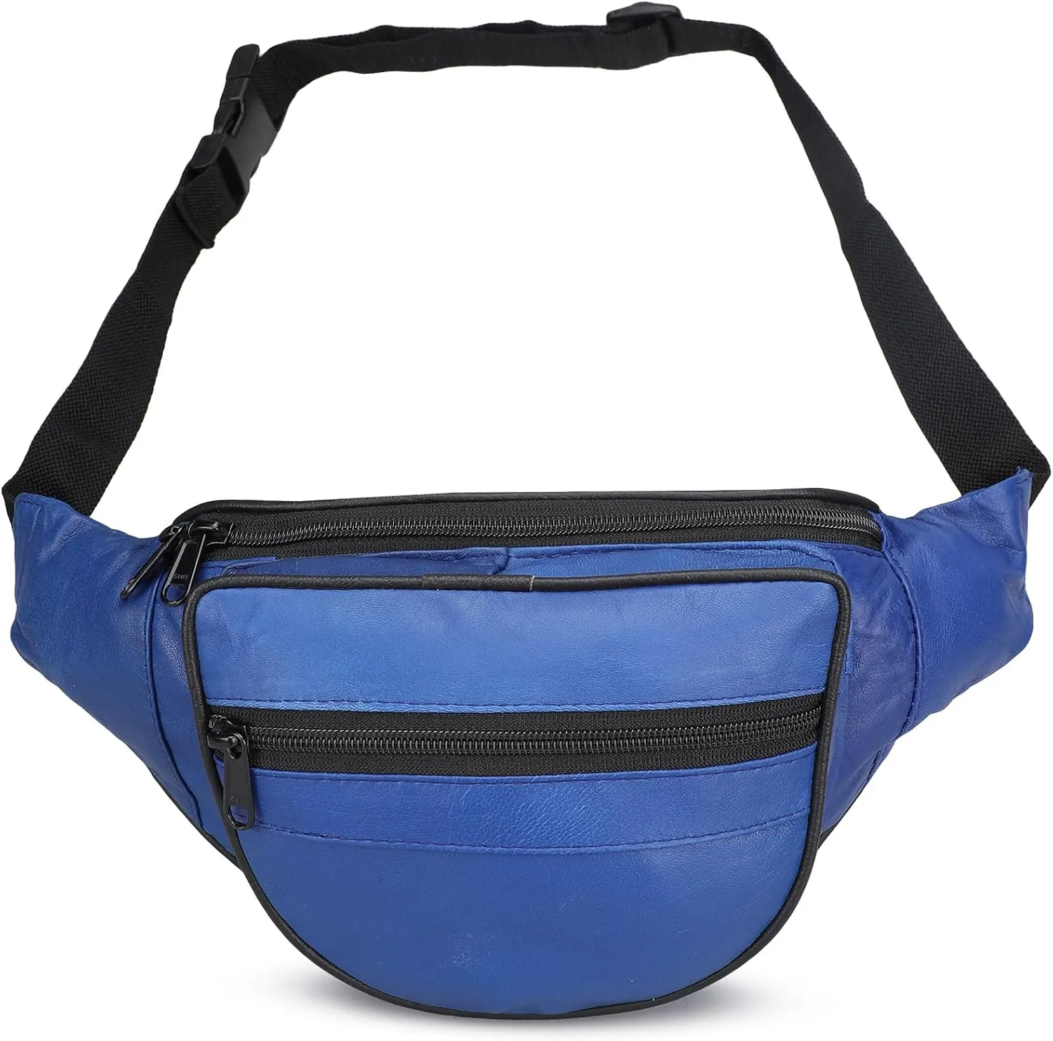 Leatherboss Genuine Leather Designer Travel Fanny Pack Holder Bag with Waist Belt, Blue