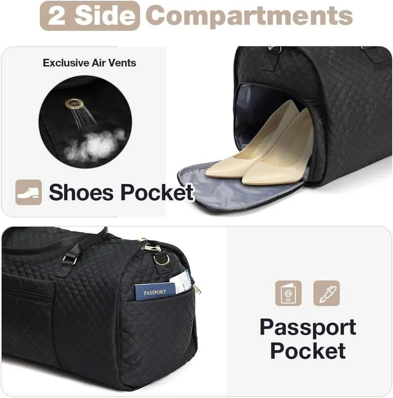 Lekesky Garment Bags with 6 Set Packing Cubes, Garment Convertible Weekender Bag for Women, Large Carry on Garment Bags for Travel, Duffle Bag