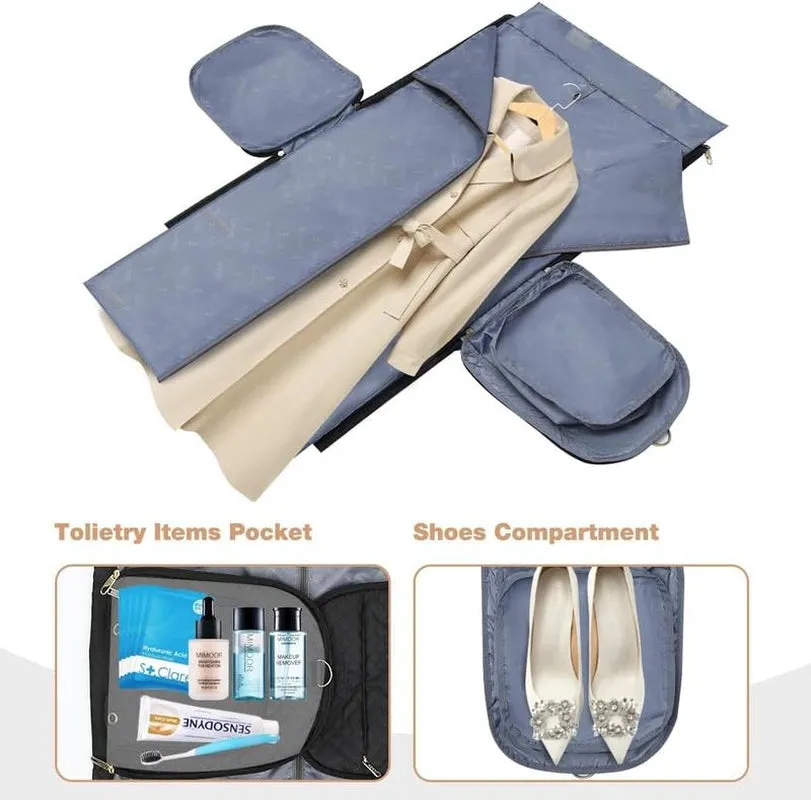 Lekesky Garment Bags with 6 Set Packing Cubes, Garment Convertible Weekender Bag for Women, Large Carry on Garment Bags for Travel, Duffle Bag