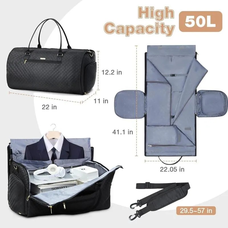 Lekesky Garment Bags with 6 Set Packing Cubes, Garment Convertible Weekender Bag for Women, Large Carry on Garment Bags for Travel, Duffle Bag