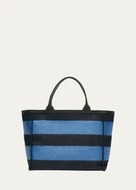 Medium Striped Media Shopping Tote Bag