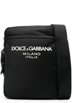 Men's Logo Rubberised Messenger Bag in Black | Size UNICA | BM2294AG182