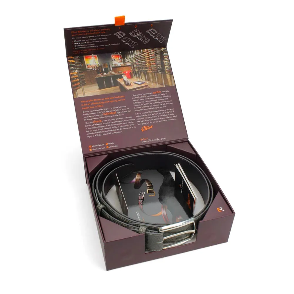 Mid Grey Narrow Lucertola Crystal Prong Belt