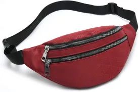 MOCE Waist Bag Fanny Pack for Men & Women Fashion Water Resistant Hip Bum Bag with Adjustable Belt for Travel Hiking Running Outdoor Sports.(Red01)