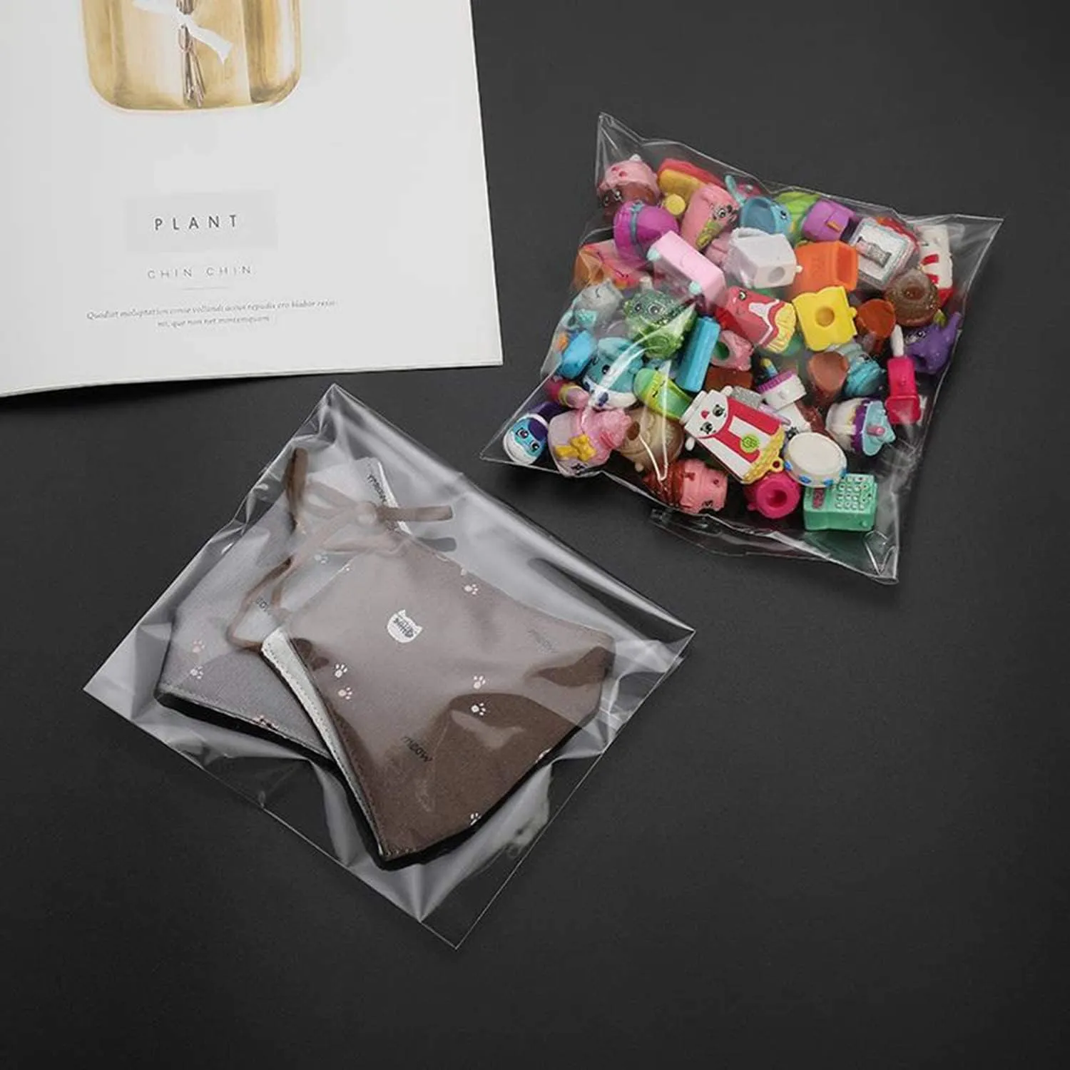 Morepack Self Sealing Cellophane Bags,5x7 Inches 200 Pcs Clear Resealable Cookie Bags Self Adhesive for Packaging Cookies,Favors, Products