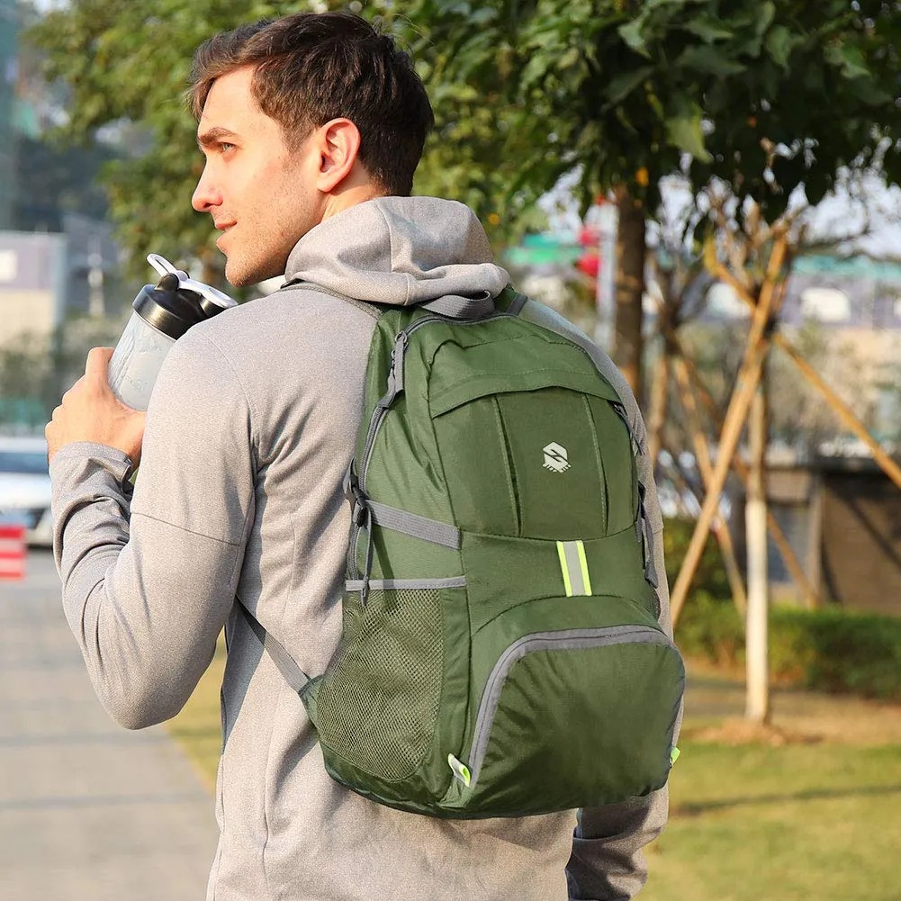 OlarHike Lightweight Travel Backpack, 35L Water Resistant Packable Traveling/Hiking Backpack Daypack for Men & Women, Multipurpose Use, Green