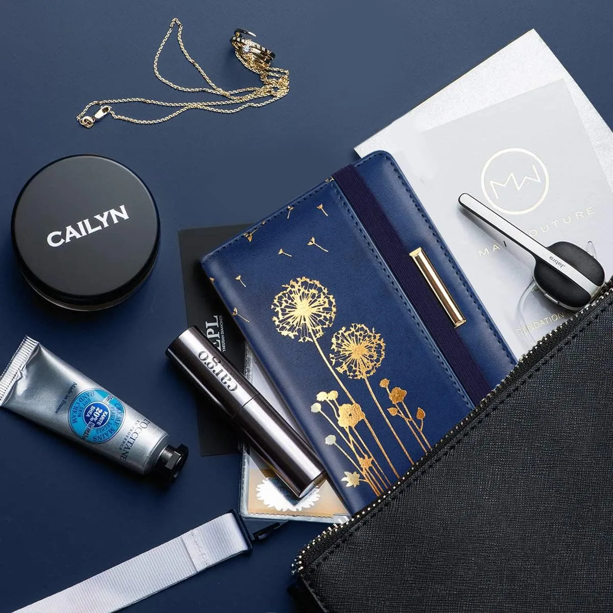 Passport Holder Cover Travel RFID Blocking Passport Cover Rose Gold Cute Flowers Passport Wallet with Elastic Band for Women