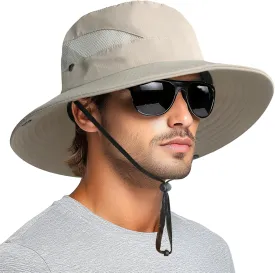 PFFY Sun Bucket Hats for Men Women 3 Wide Brim UPF 50  Fishing & Beach Hat