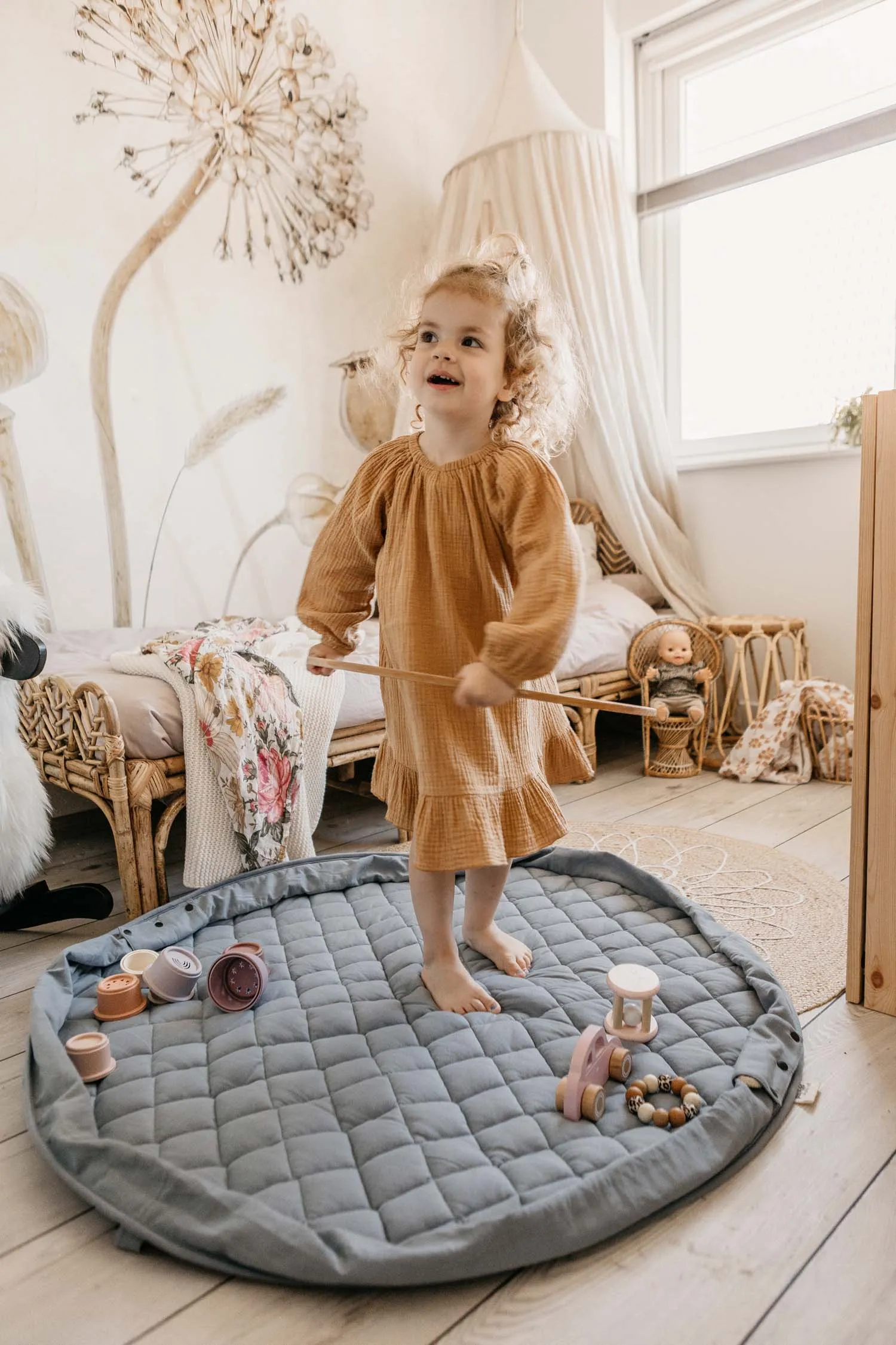 Play&Go - Playmat & Storage Bag - Organic Dusty Blue