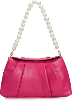PU Clutch Handbag for Women Evening Bag Formal Dressy Purse with Pearl Strap