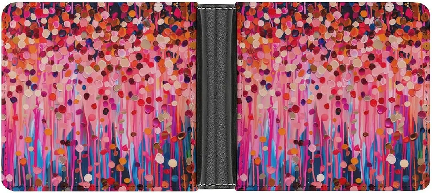Redpink Confetti Dripping Leather Wallets for Men Slim Bifold Purse Clutch Double-Sided Printing