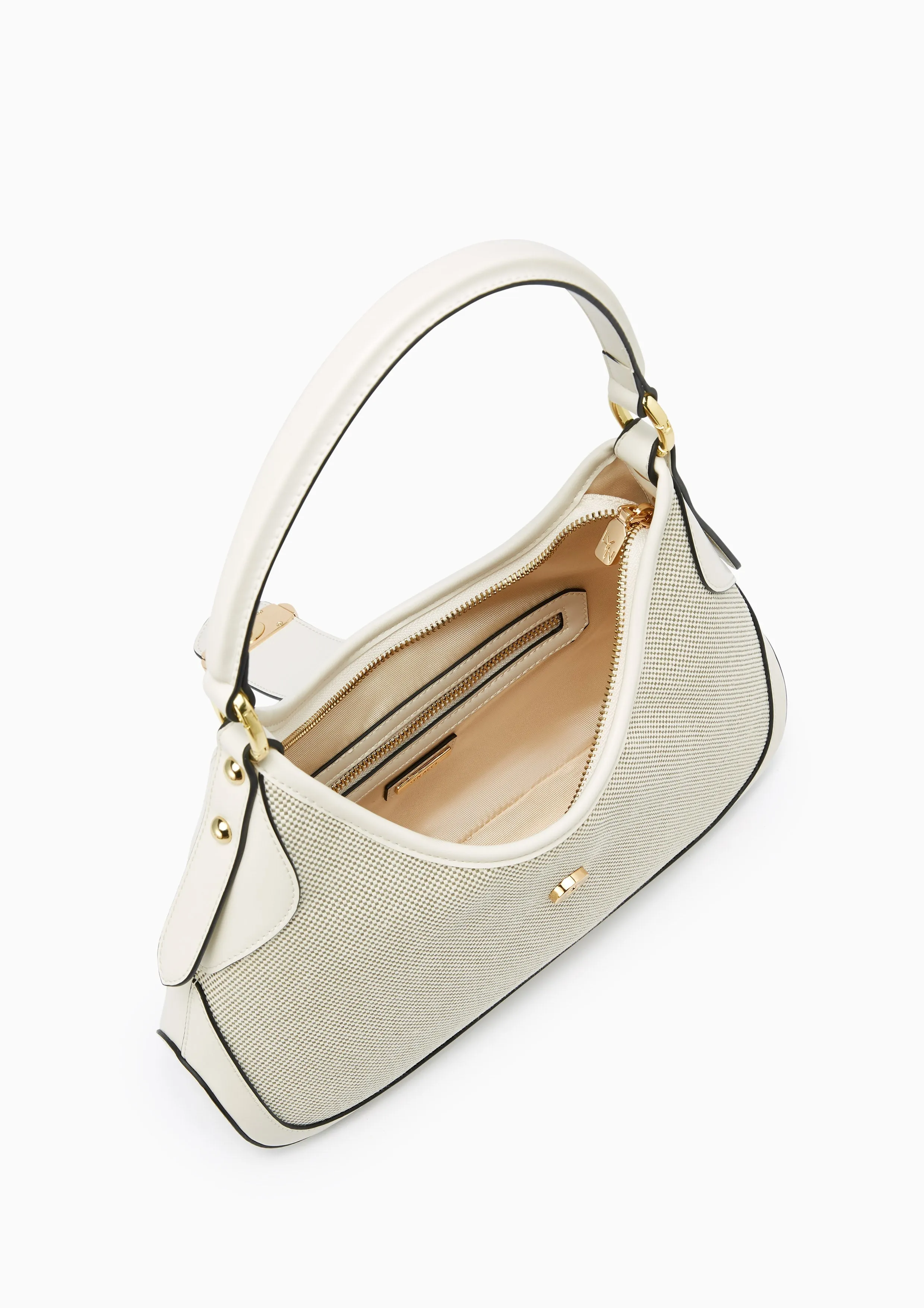 Riva Hobo Canvas Shoulder Bag Ivory