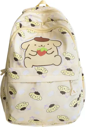 Roffatide Anime Pompom Purin All Over Print Casual Backpack Laptop Backpack Travel Hiking Rucksack Yellow