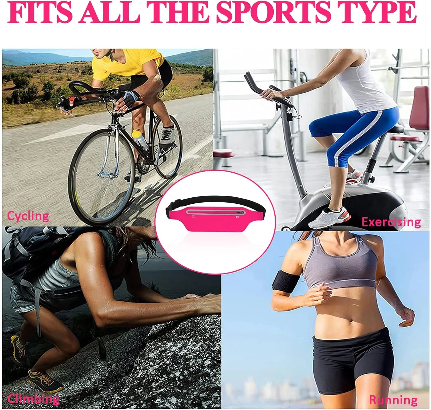 Running Fanny Pack Women Kids Girl,Waterproof Running Belt Bag Slim Waist Pack for Phone iPhone,Small Waist Bag Sport Waist Pouch Fit Hiking Workout Cycling Walking Travel Hip Bum Pocket Pink