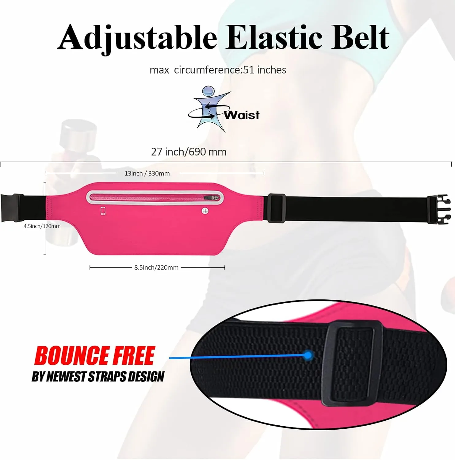 Running Fanny Pack Women Kids Girl,Waterproof Running Belt Bag Slim Waist Pack for Phone iPhone,Small Waist Bag Sport Waist Pouch Fit Hiking Workout Cycling Walking Travel Hip Bum Pocket Pink