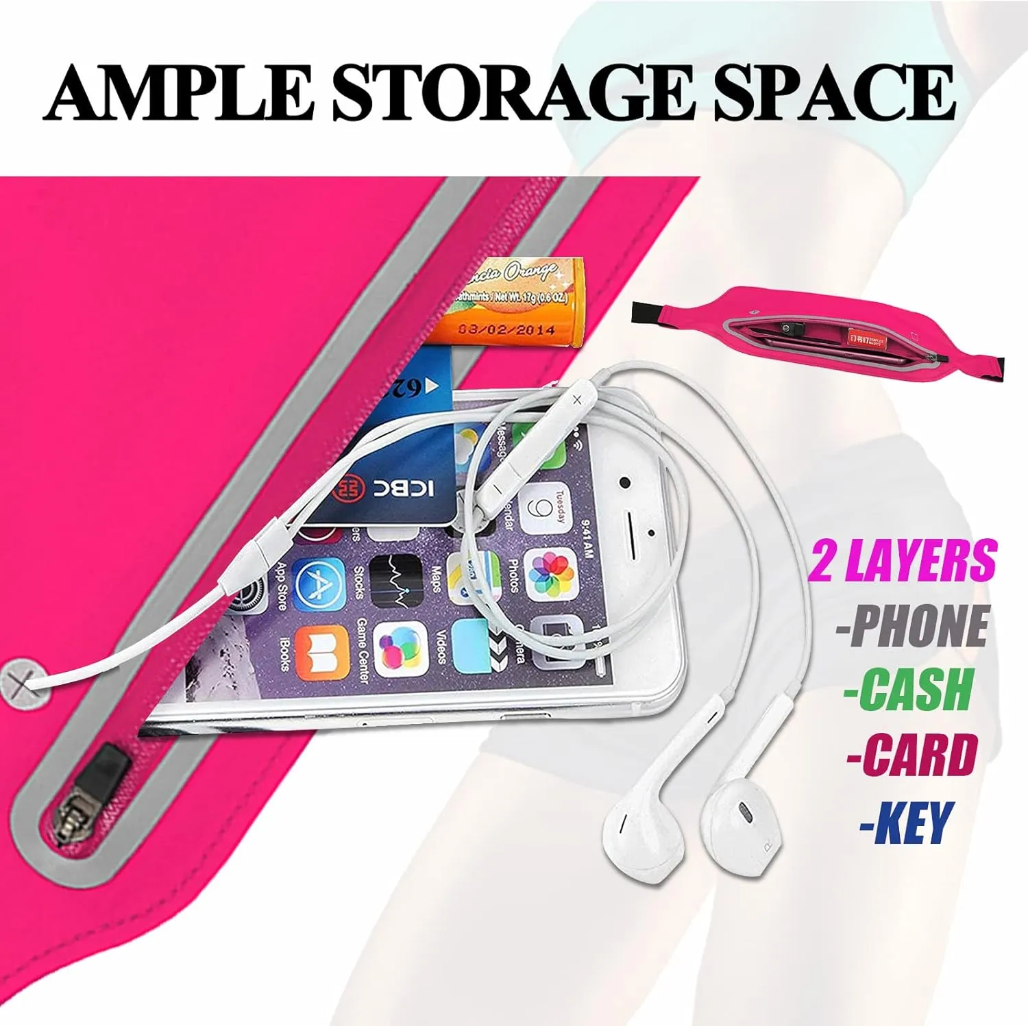 Running Fanny Pack Women Kids Girl,Waterproof Running Belt Bag Slim Waist Pack for Phone iPhone,Small Waist Bag Sport Waist Pouch Fit Hiking Workout Cycling Walking Travel Hip Bum Pocket Pink