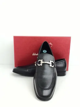 Salvatore Ferragamo Men's Flori Black Pebble Calf Leather Size 9.5 D