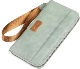 SENDEFN Womens Wallet Genuine Leather Wristlet Wallets for Women Clutch Credit Card Holder Zipper Around Long Purse