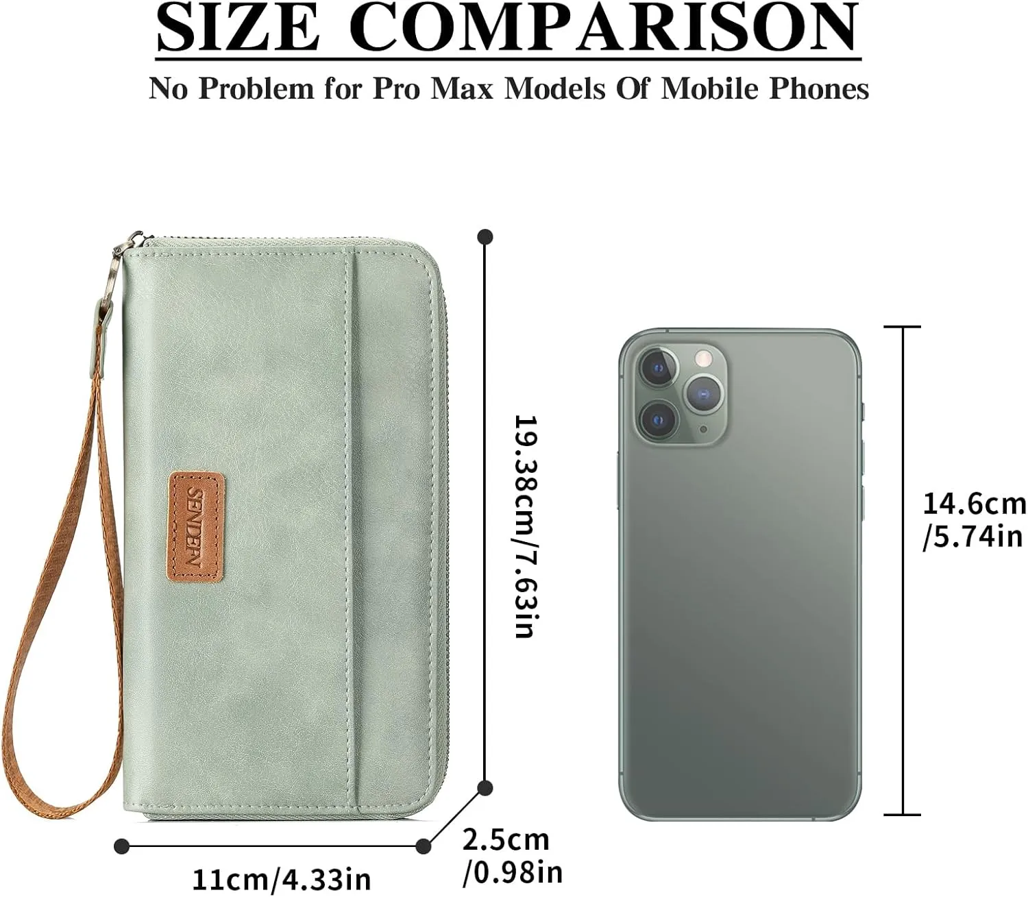 SENDEFN Womens Wallet Genuine Leather Wristlet Wallets for Women Clutch Credit Card Holder Zipper Around Long Purse