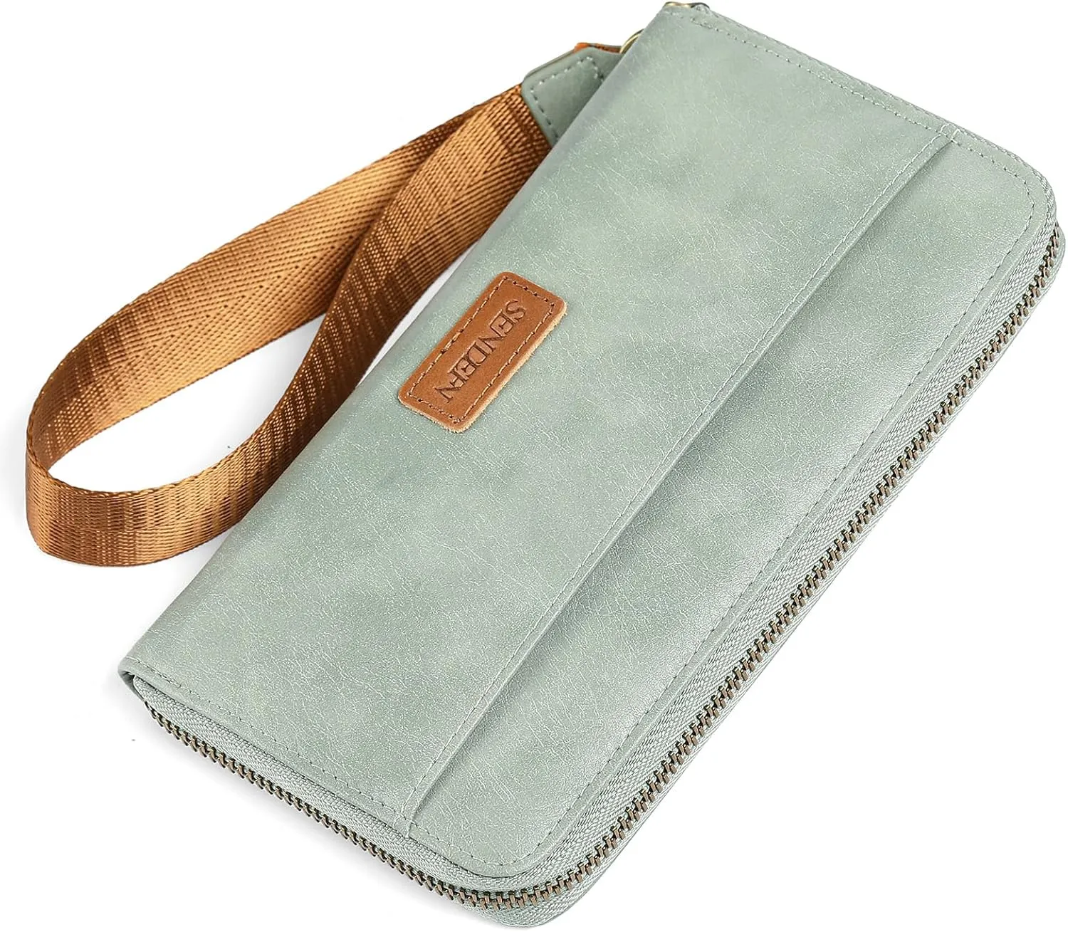 SENDEFN Womens Wallet Genuine Leather Wristlet Wallets for Women Clutch Credit Card Holder Zipper Around Long Purse