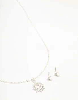 Silver Diamante Celestial Necklace & Earring Sets