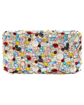 Smooth Rectangle Eclipse Clutch in Silver Multi