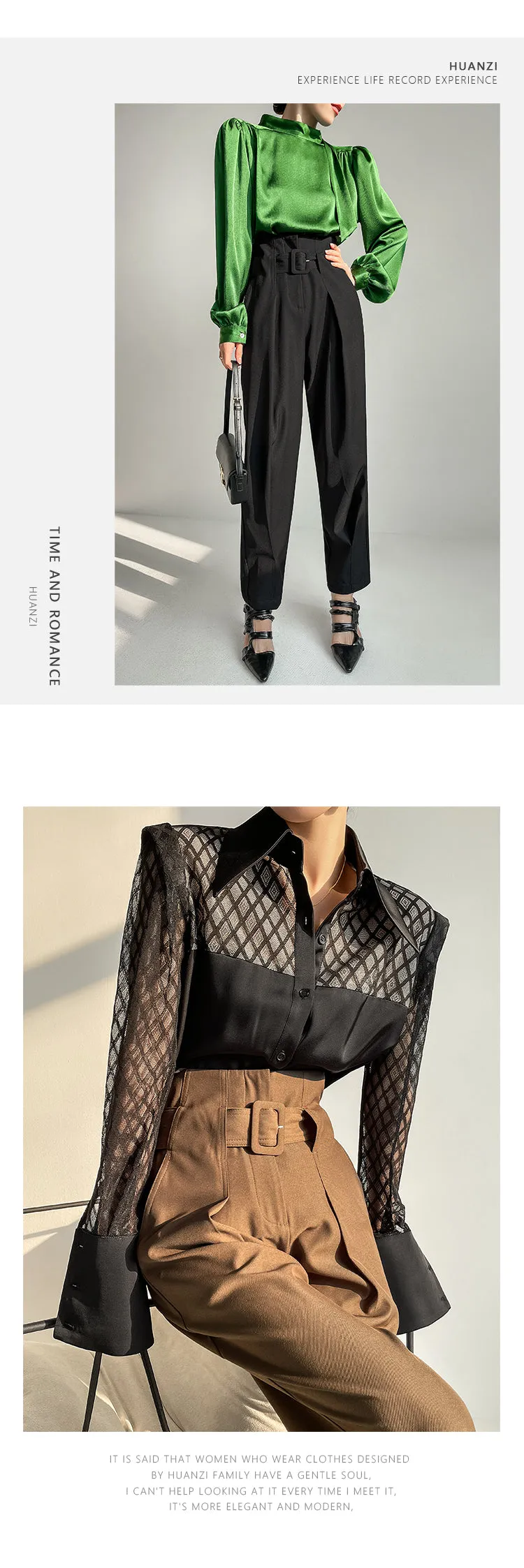 Spring summer fashion high waist loose straight belt radish pants trousers - Tima