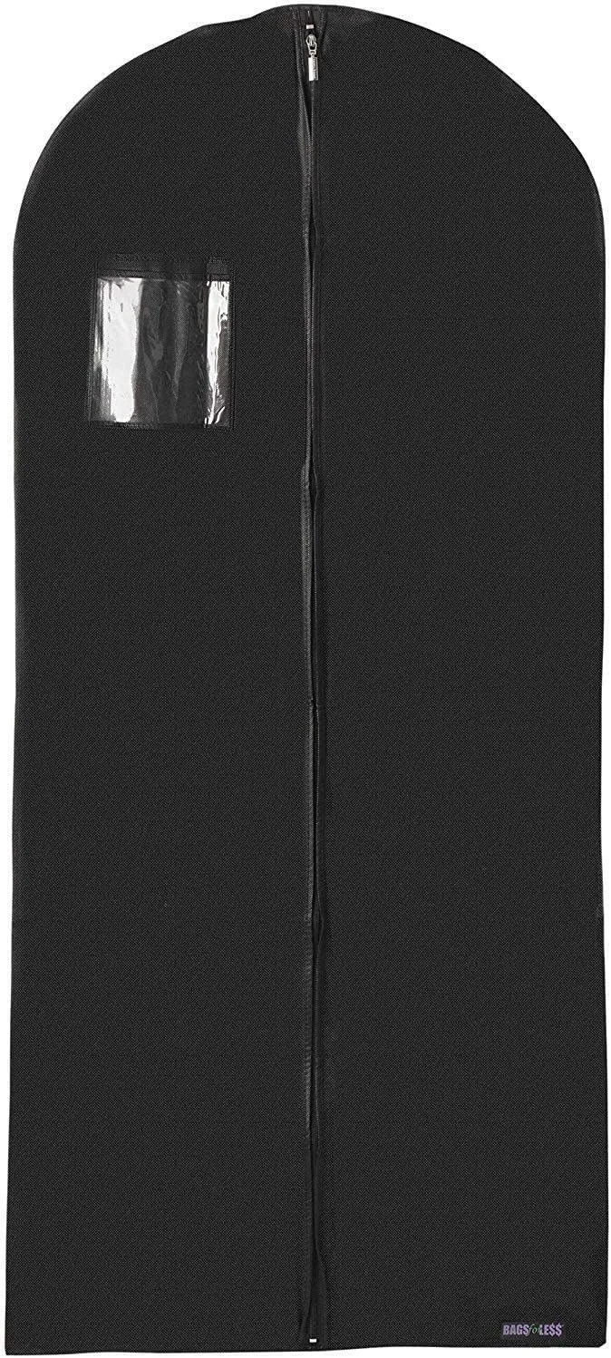 Suit and Dress Black Garment Bag Cover Hanging Carrier for Storage and Travel