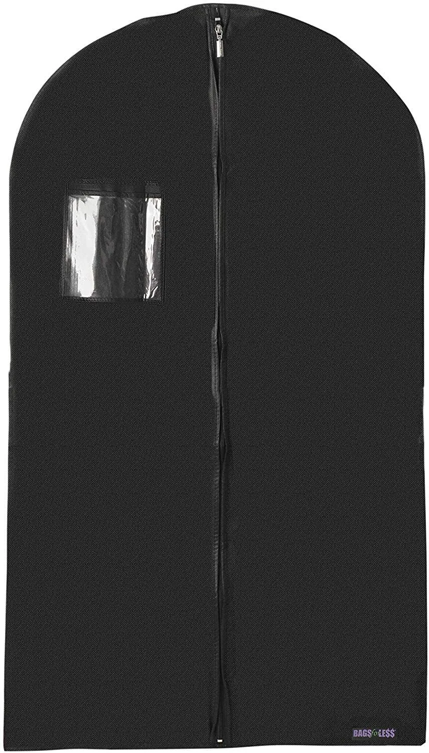 Suit and Dress Black Garment Bag Cover Hanging Carrier for Storage and Travel