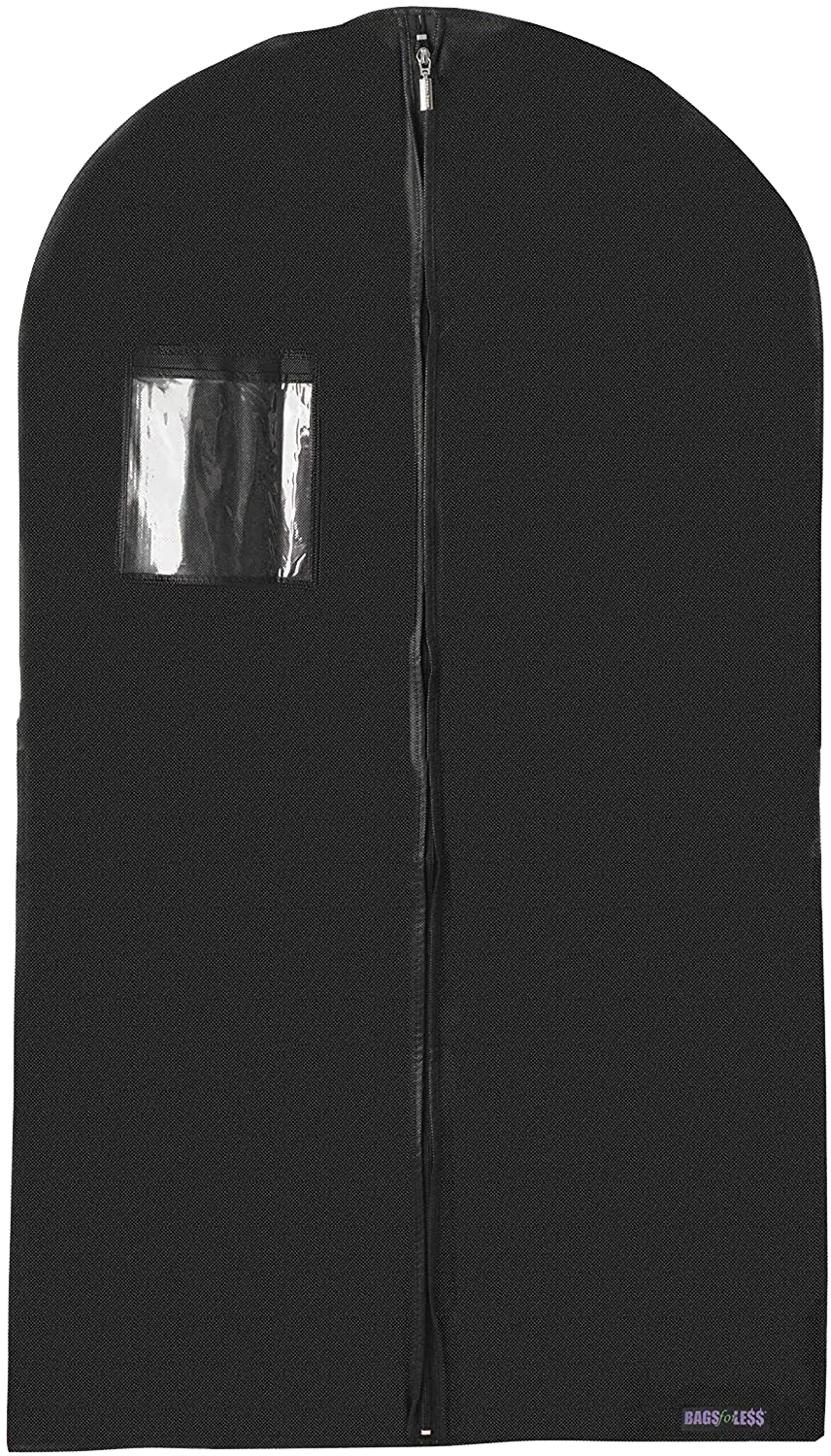 Suit and Dress Black Garment Bag Cover Hanging Carrier for Storage and Travel